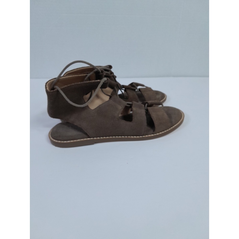 Sole Society Womens Cady Gladiator Sandals Taupe Suede Flat Heel Lace Up Sz 6.5 - Picture 5 of 12